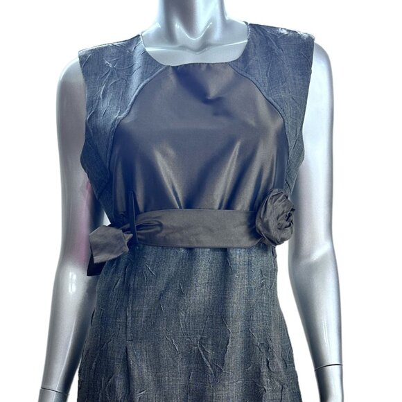 Cannella Brown Belted Flower Detail Sleeveless Ruffle Hem Dress XL - Picture 12 of 13